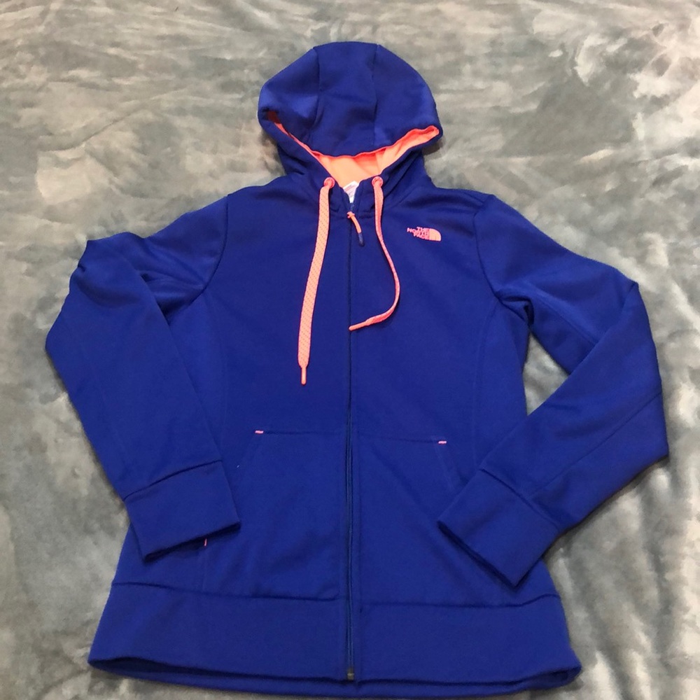 TheNorthFace midnight blue/neon orange zipuphoodie